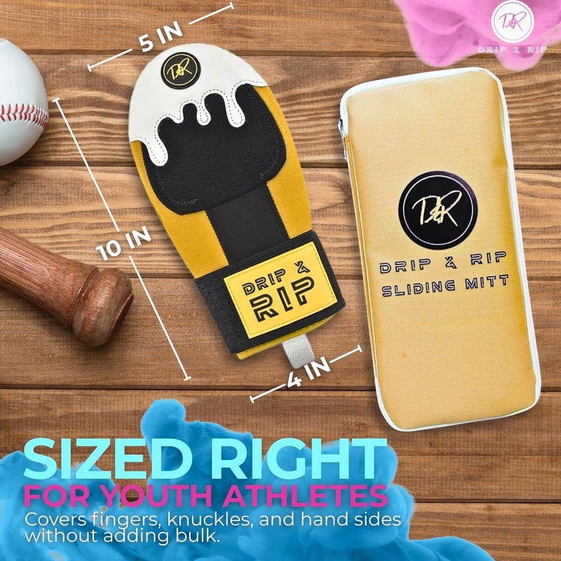 Drip & Rip Sliding Mitt Youth for Baseball & Softball - Ice Cream Sliding Mitt Design with Hand Protection - Base Running, Breathable, Durable, Ambidextrous - Ages 10+ - Image 5